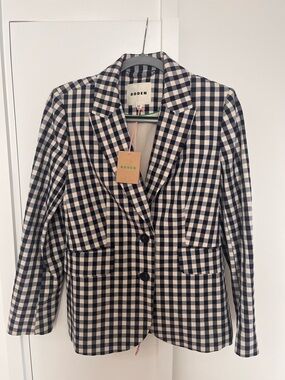 Boden Marylebone Navy and Cream Gingham Blazer Jacket 6P NWT